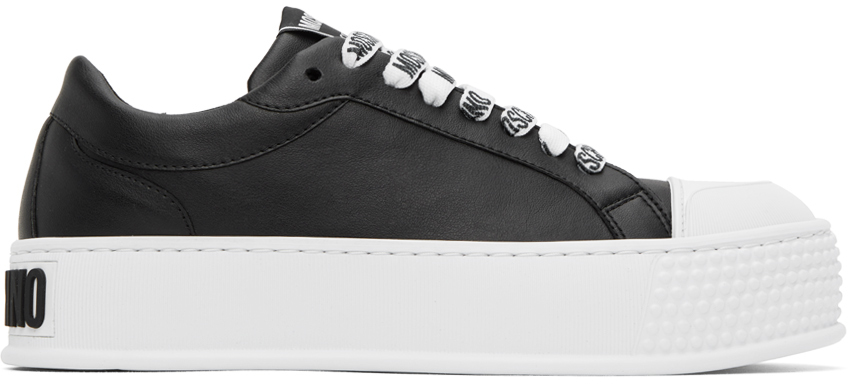Black Faux-Leather Sneakers