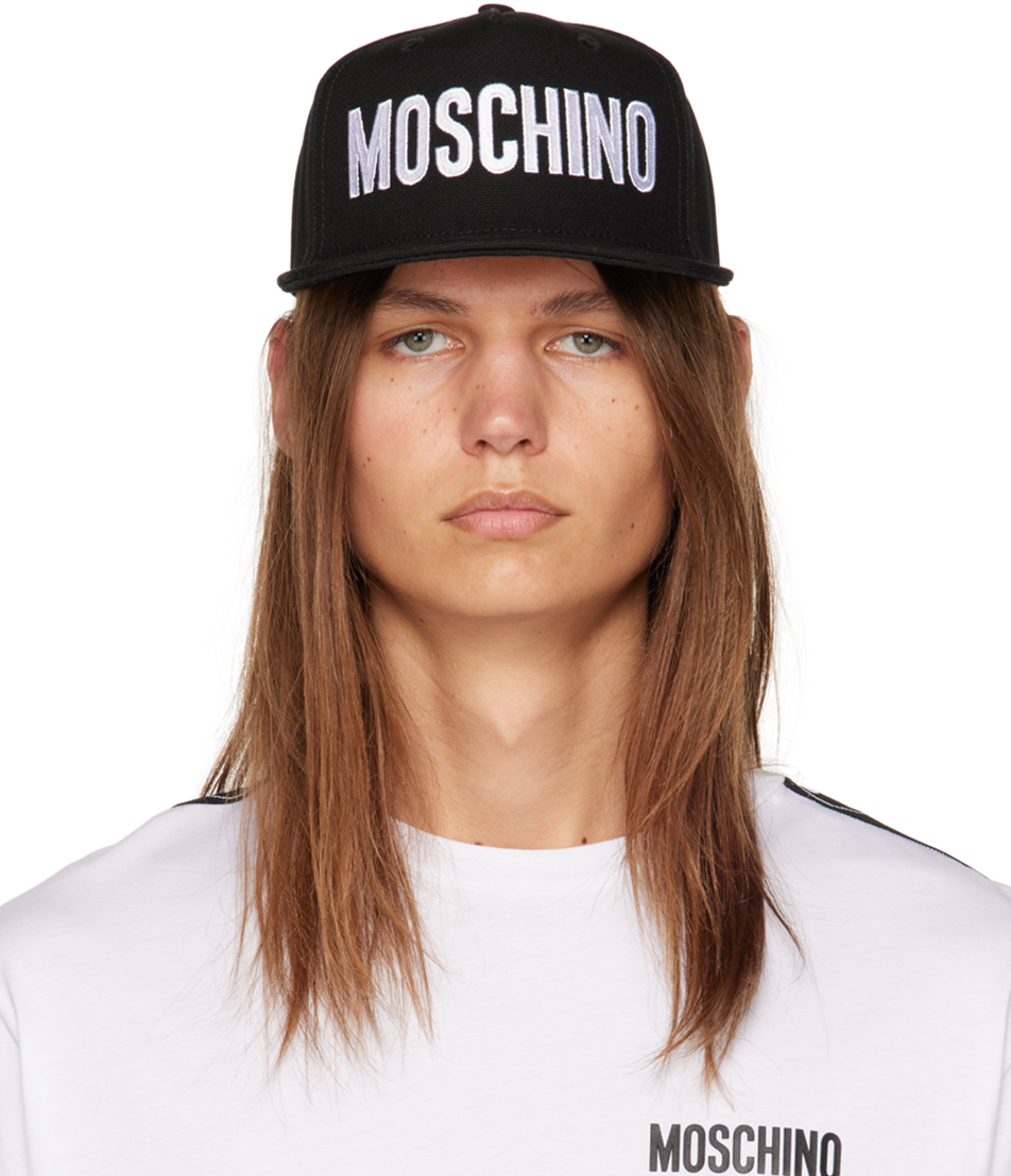 Moschino: Black Embroidered Cap | SSENSE