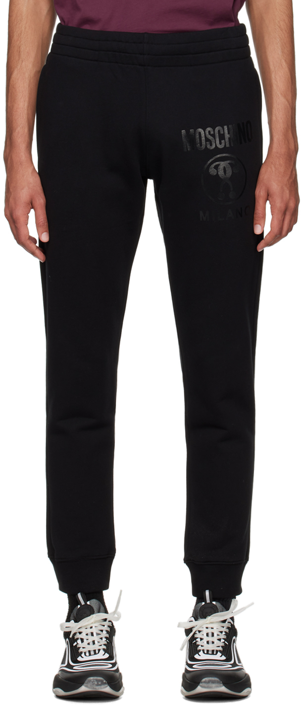 Moschino Black Double Question Mark Sweatpants In A0555 Black