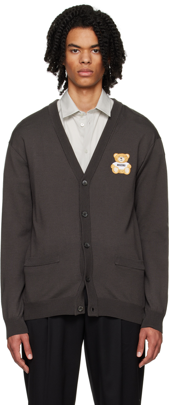 Moschino Gray Teddy Bear Cardigan In A0517 Grey