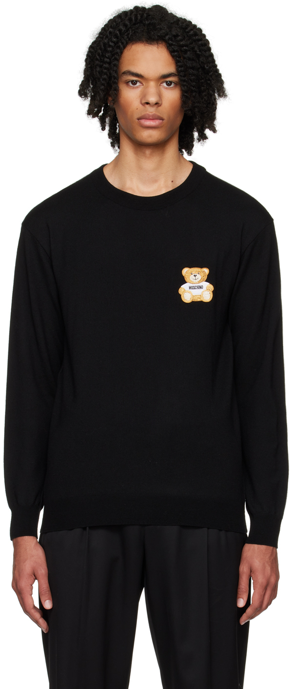 Shop Moschino Black Teddy Bear Sweater In A0555 Black