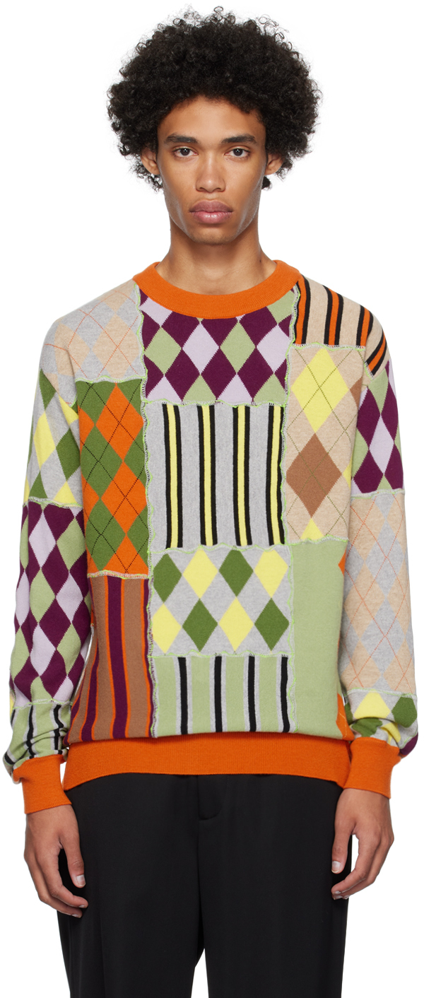 Moschino Multicolor Patchwork Sweater In A0888 Only One Colou