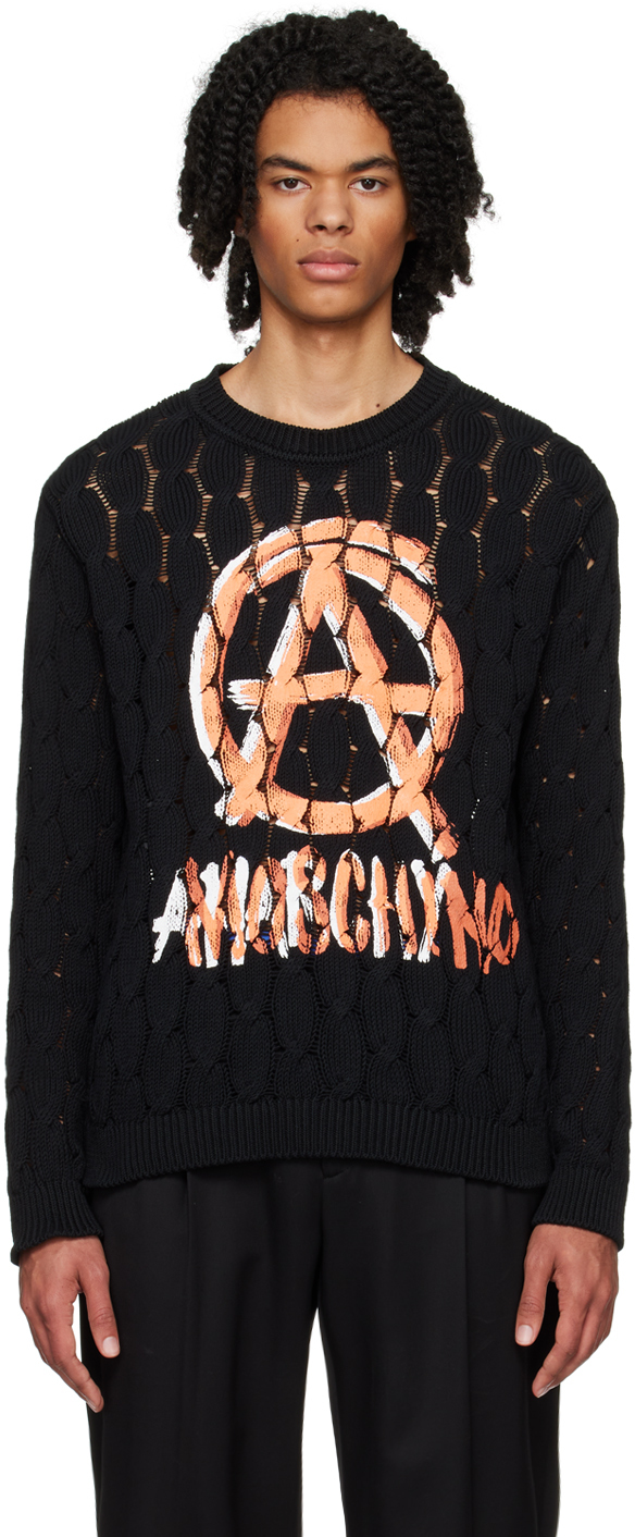 Shop Moschino Black Anarchy Sweater In A1555 Fantasy Print