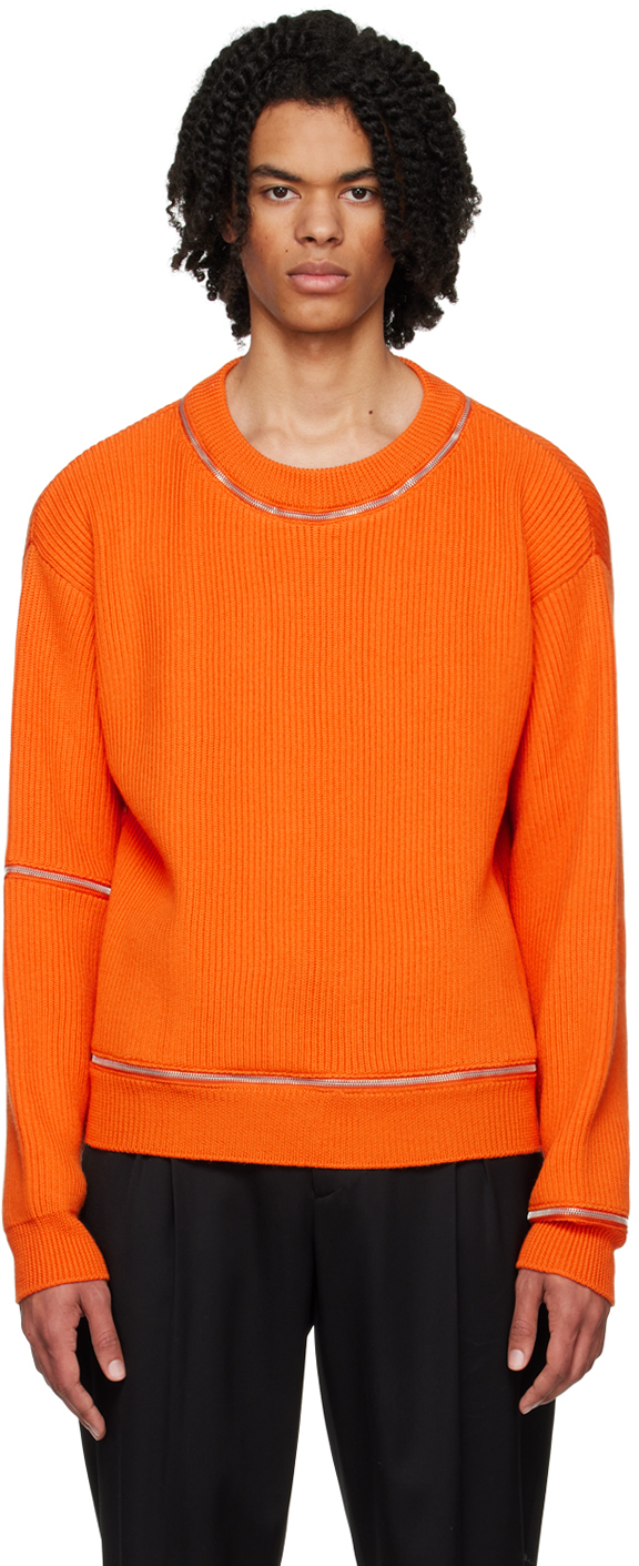 Moschino Orange Zip Sweater In A0064