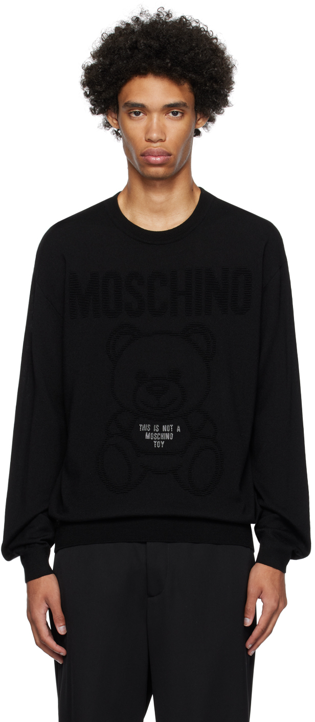 Moschino Black Embroidered Jumper In A0555 Black