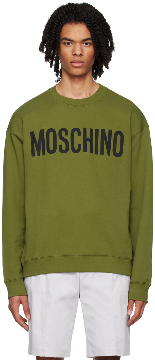 Moschino Green Printed Sweatshirt In A1427 Fantasy Print