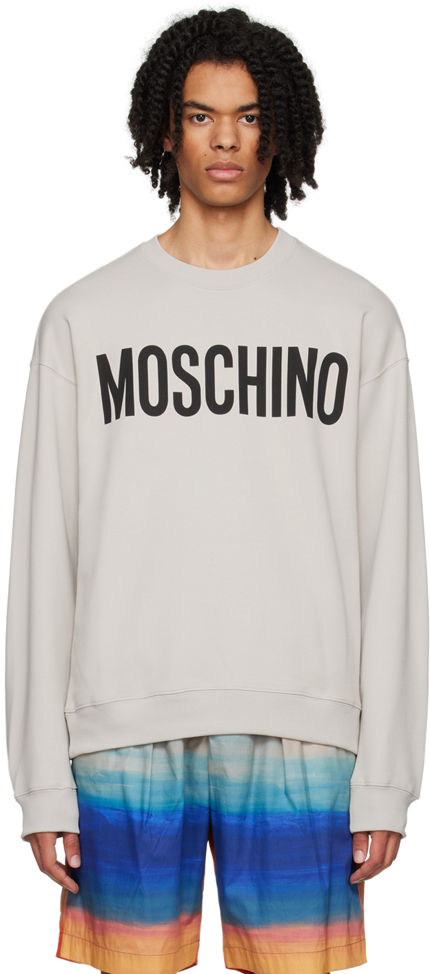 Shop Moschino Gray Printed Sweatshirt In A1484 Fantasy Print