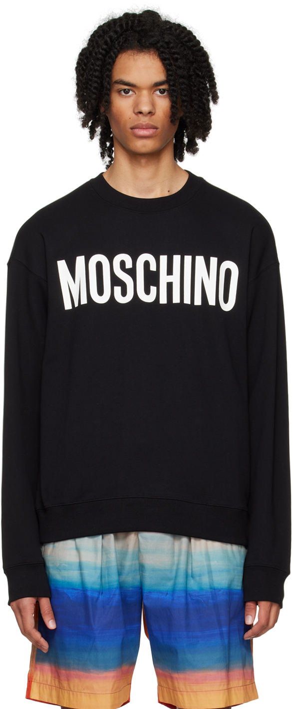 Shop Moschino Black Printed Sweatshirt In A1555 Fantasy Print