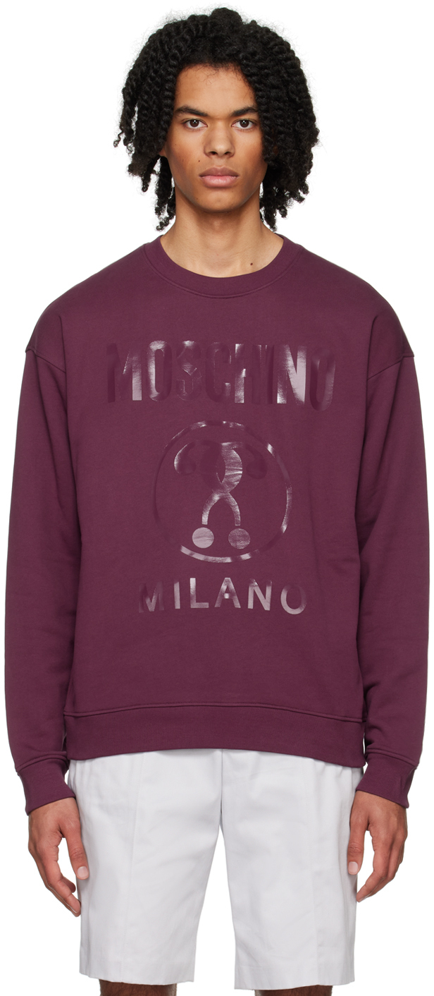Moschino Burgundy Double Question Mark Sweatshirt In A0195 Bordeaux