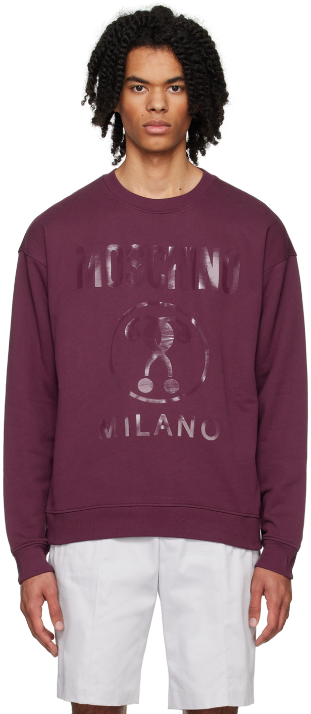 Burgundy double question mark sweatshirt by moschino on sale