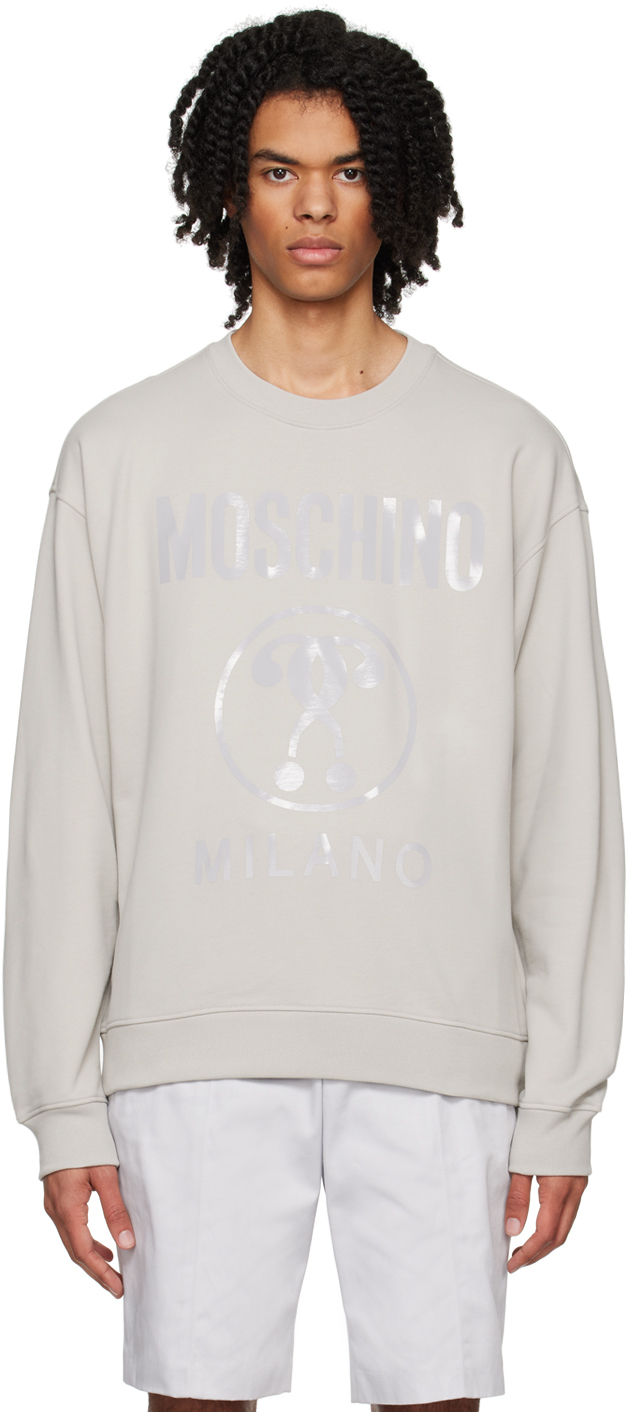 Moschino Gray Double Question Mark Sweatshirt In A0484 Grey