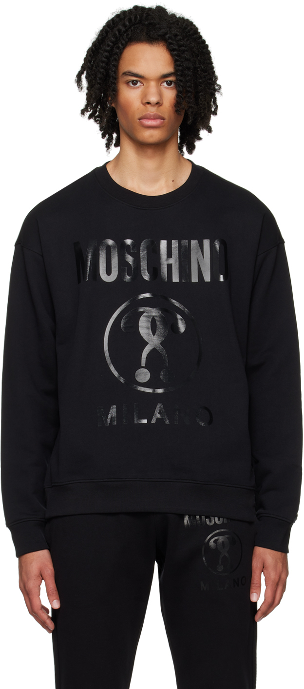 Moschino: Black Double Question Mark Sweatshirt | SSENSE