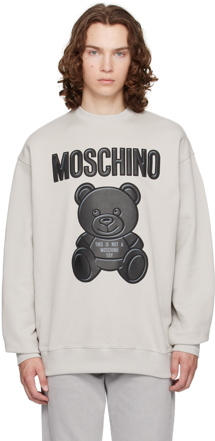 Shop Moschino Gray Teddy Bear Sweatshirt In A1484