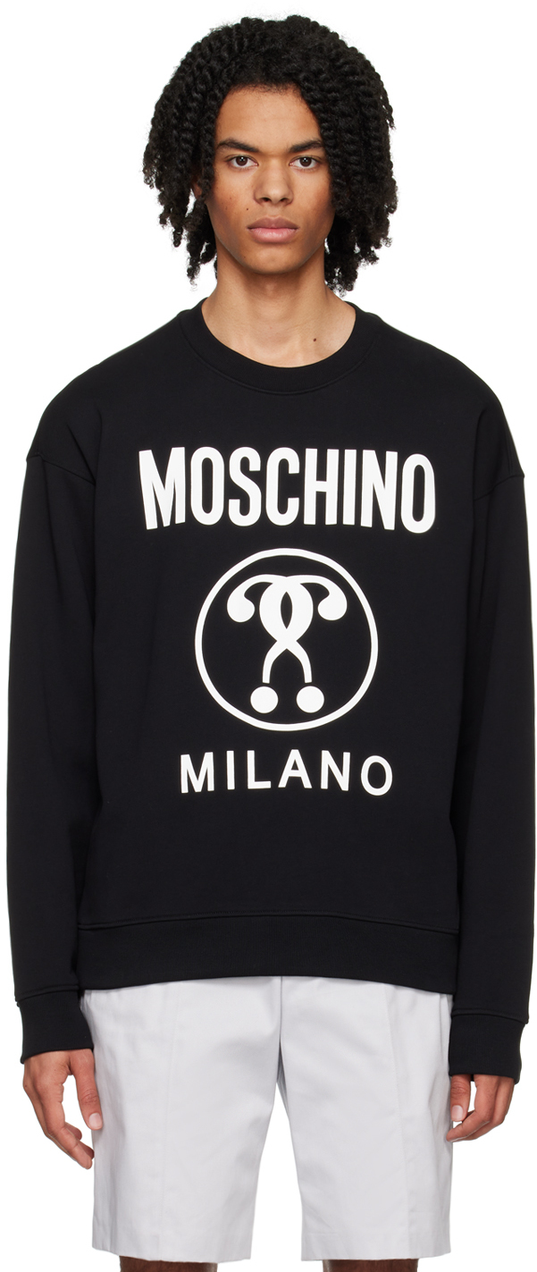 Moschino Black Double Question Mark Sweatshirt In A1555 Black