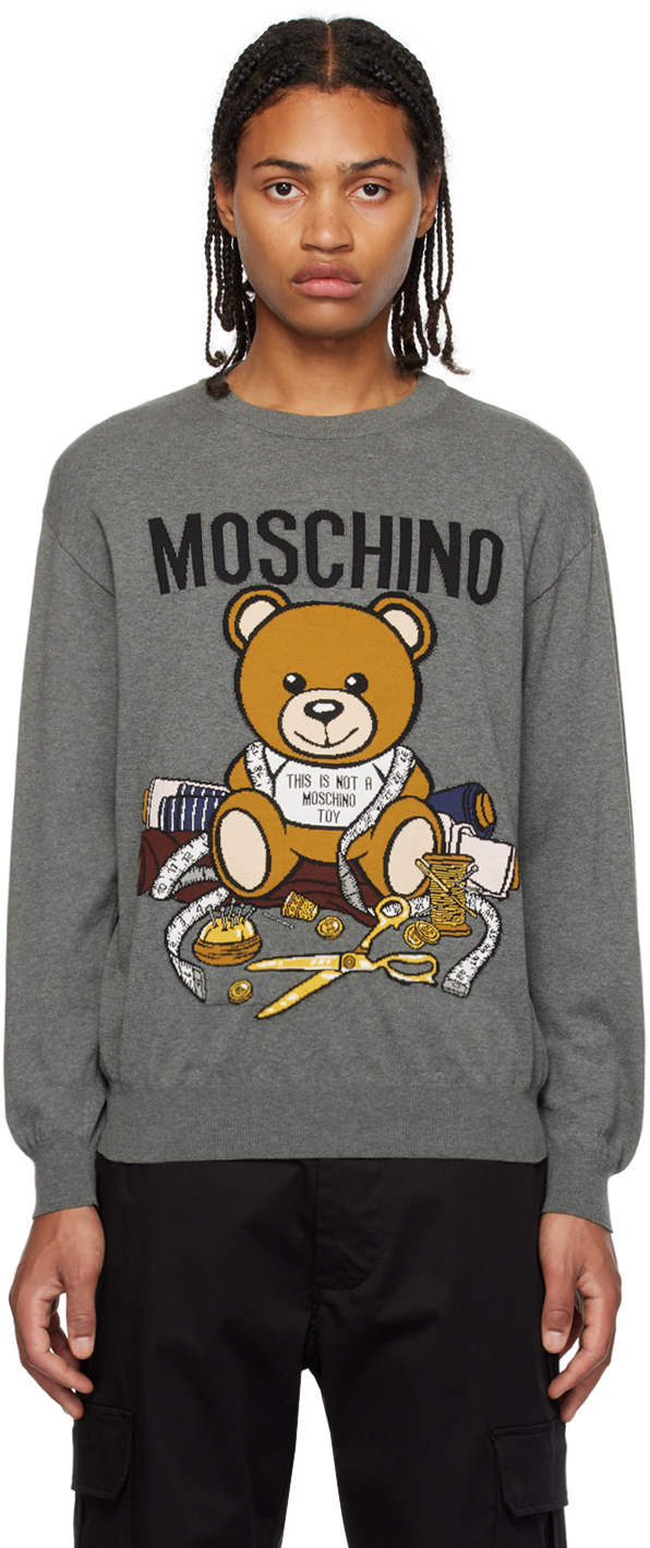 MOSCHINO SEASONAL TEDDY BEAR - Jumper dress - fantasy print grey/light grey  