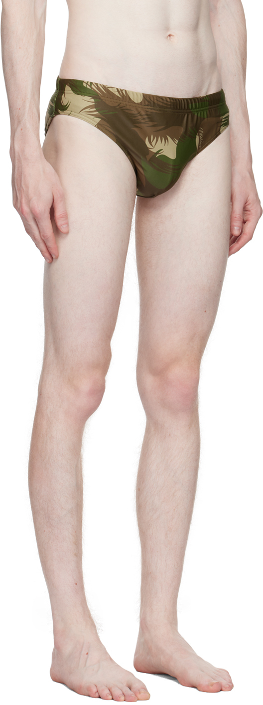 Moschino Green Camouflage Swim Briefs In A1427 Fantasy Print