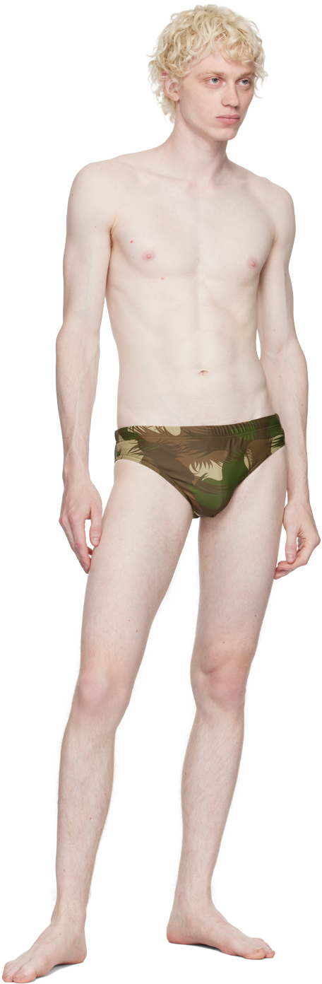 Moschino Green Camouflage Swim Briefs In A1427 Fantasy Print