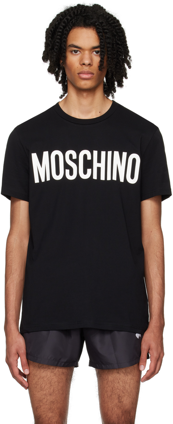 Shop Moschino Black Printed T-shirt In A1555 Fantasy Print