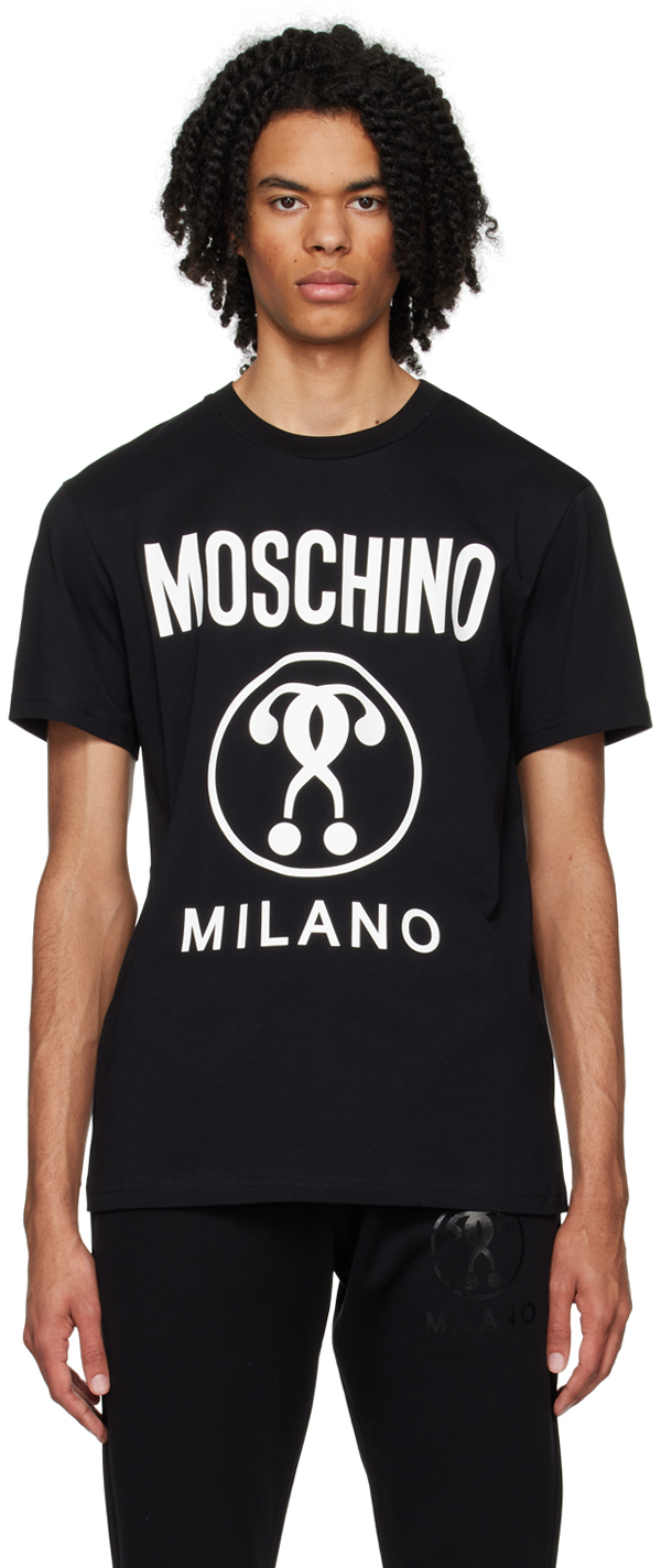Moschino Double Question Mark T-shirt In White/black