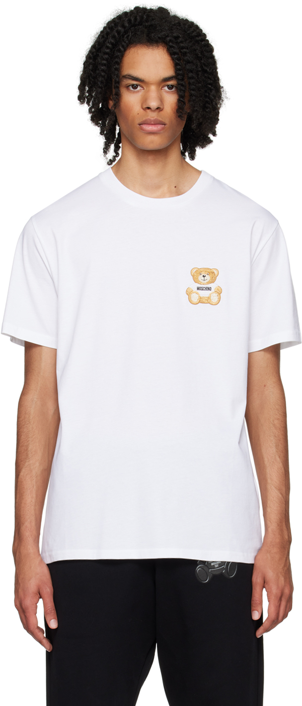 Shop Moschino White Teddy Bear T-shirt In A0001 White