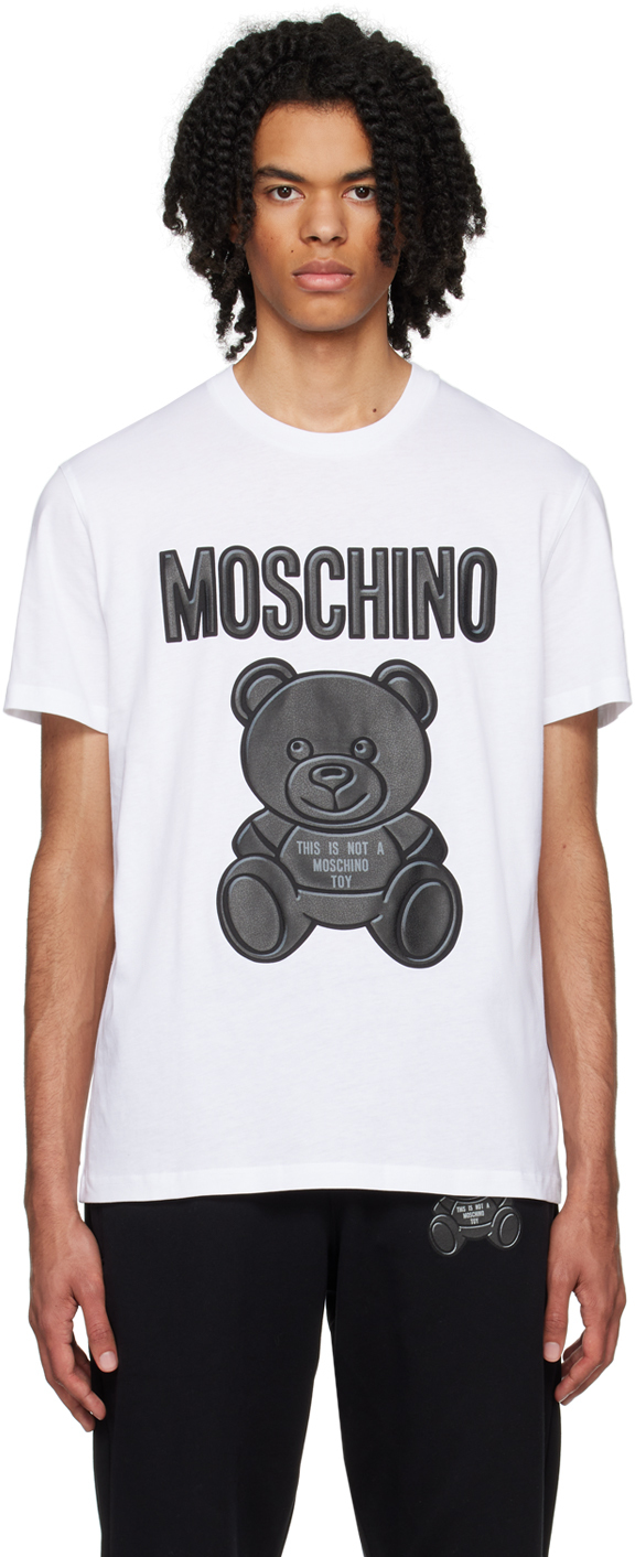 Moschino: White Teddy Bear T-Shirt | SSENSE