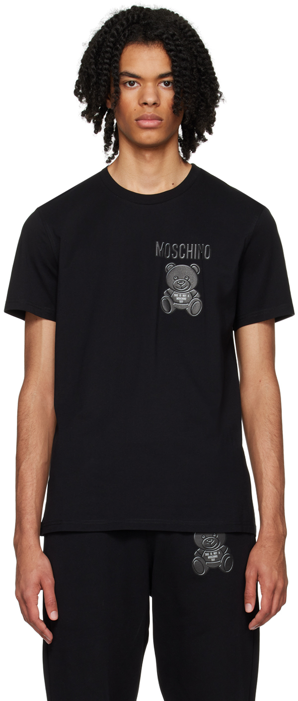 Shop Moschino Black Teddy Bear T-shirt In Fantasy Print