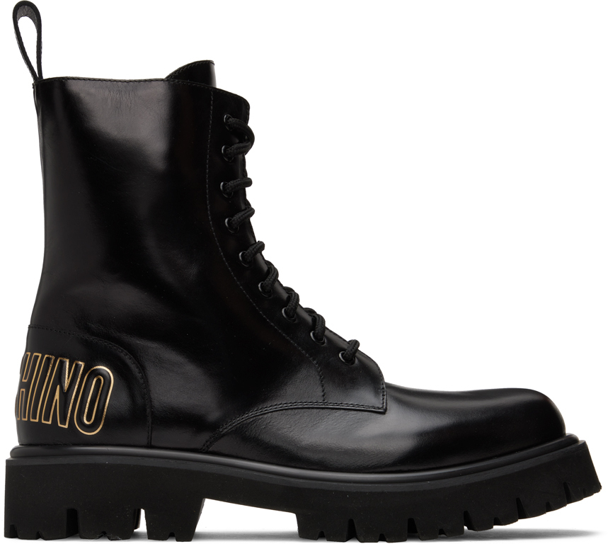 Moschino black boots best sale