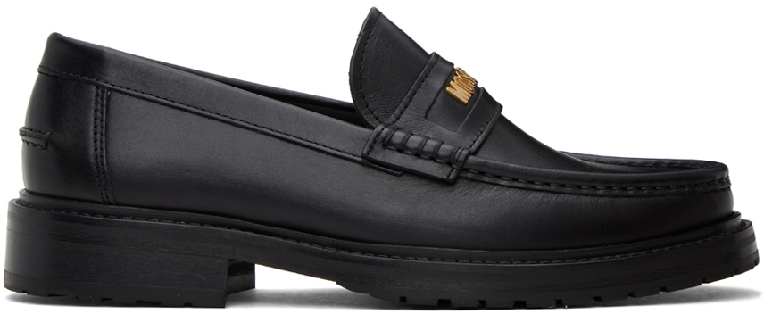 Moschino punched-holes leather derby shoes - Black
