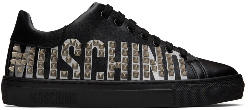 Moschino Black Stud Sneakers In 00c * Fantasy Color