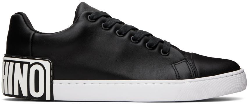Shop Moschino Black Rubberized Sneakers In 000 * Nero