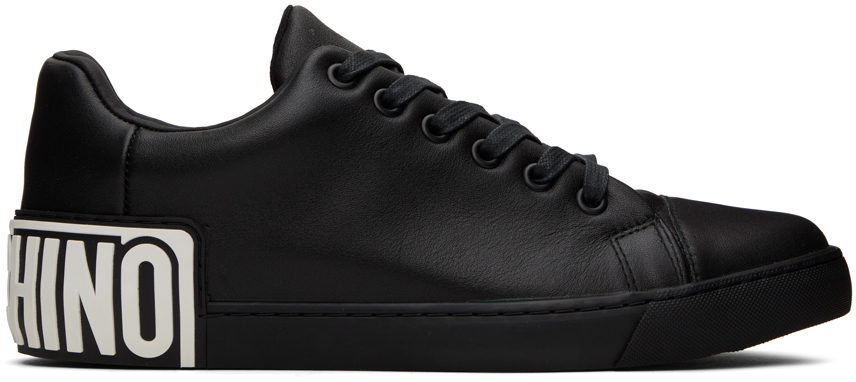 Moschino Black Rubberized Sneakers In 00a * Fantasy Color