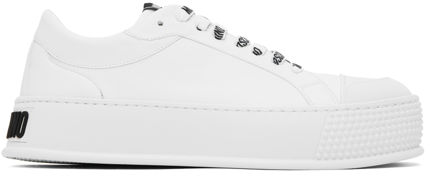 White Faux-Leather Sneakers