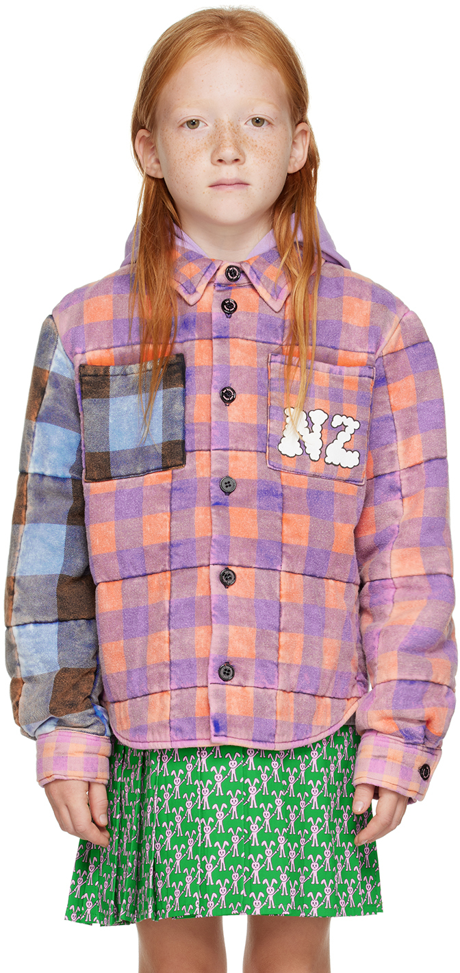 Nzkidzzz Kids Orange & Purple Padded Jacket In Multi