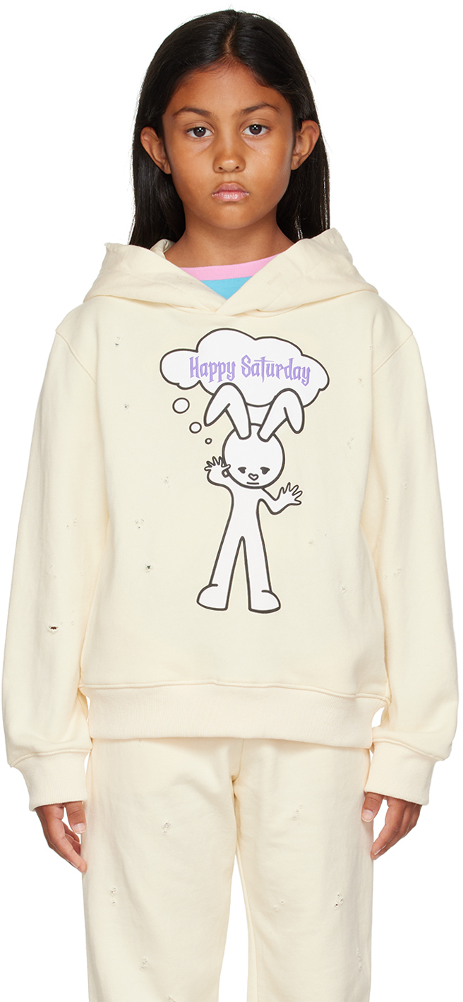 Kids Beige 'Happy Saturday' Hoodie by NZKidzzz | SSENSE