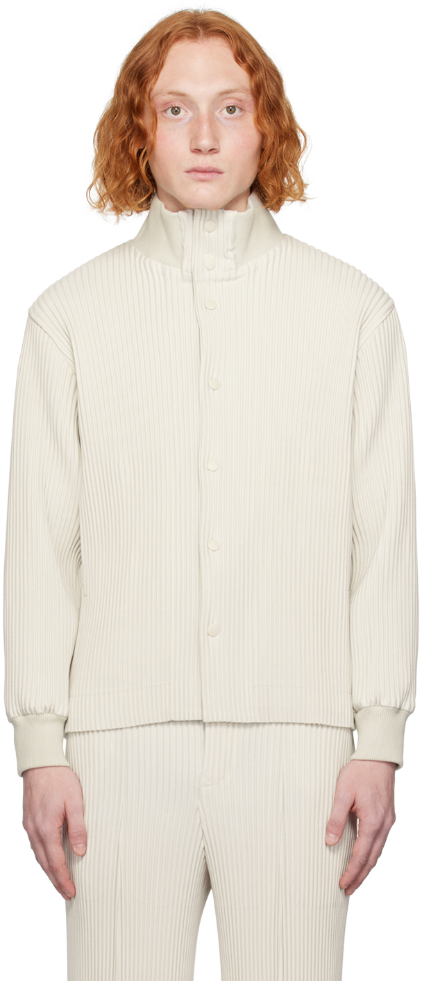 Issey Miyake White Kersey Jacket In 01-white