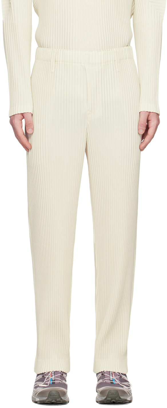 Issey Miyake White Color Pleats Trousers In 03-ivory