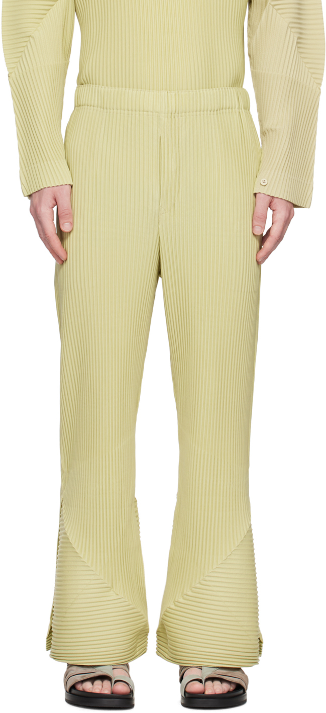 Shop Issey Miyake Green Stem Trousers In 60-beige Green