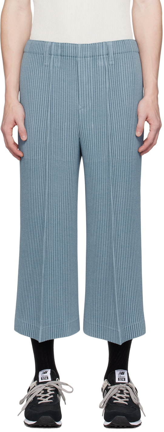 Blue Kersey Pleats Trousers