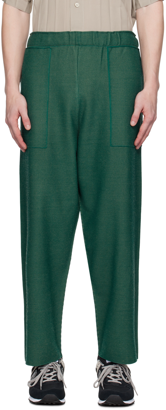 HOMME PLISSÉ ISSEY MIYAKE Green Inlaid Trousers