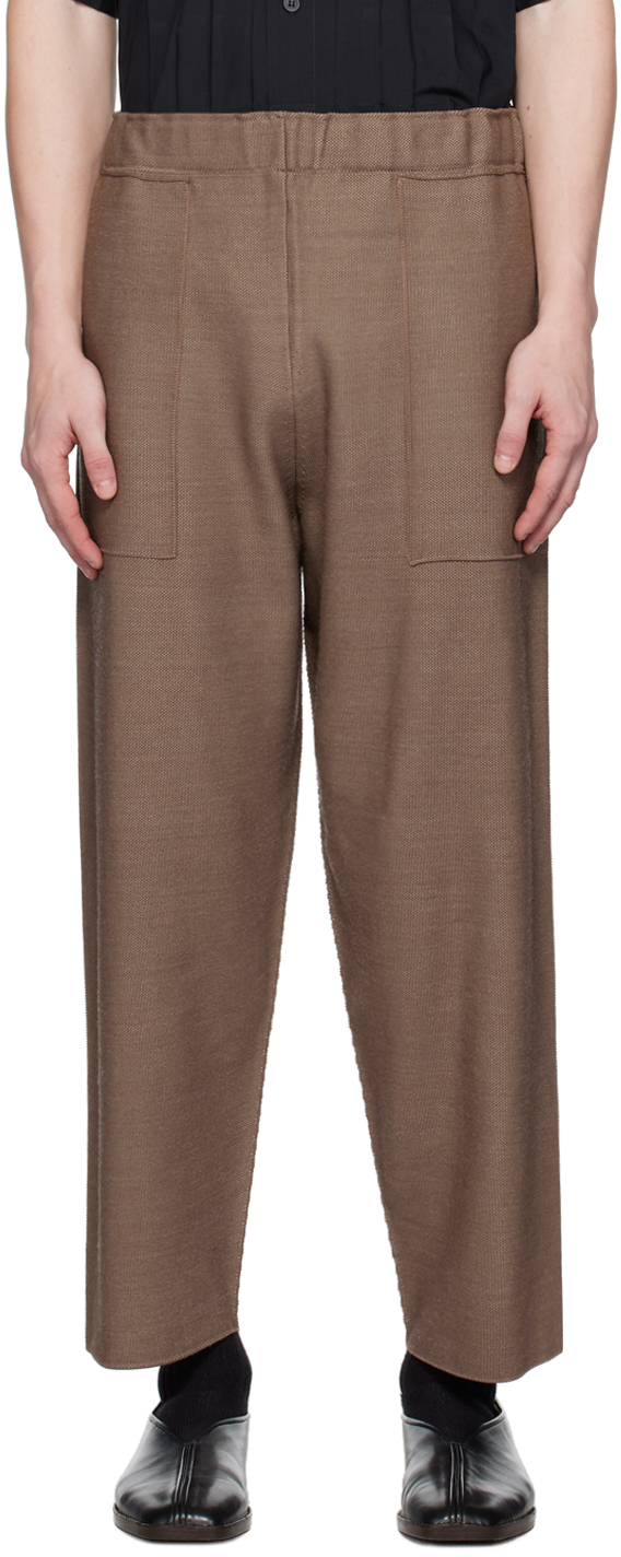 Issey Miyake Brown Inlaid Trousers In 44-brown