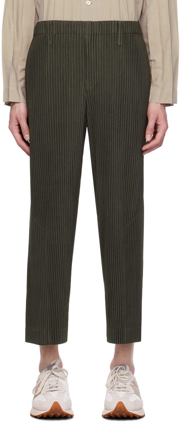 Issey Miyake Khaki Tailored Pleats 1 Trousers In 68-ebony Khaki