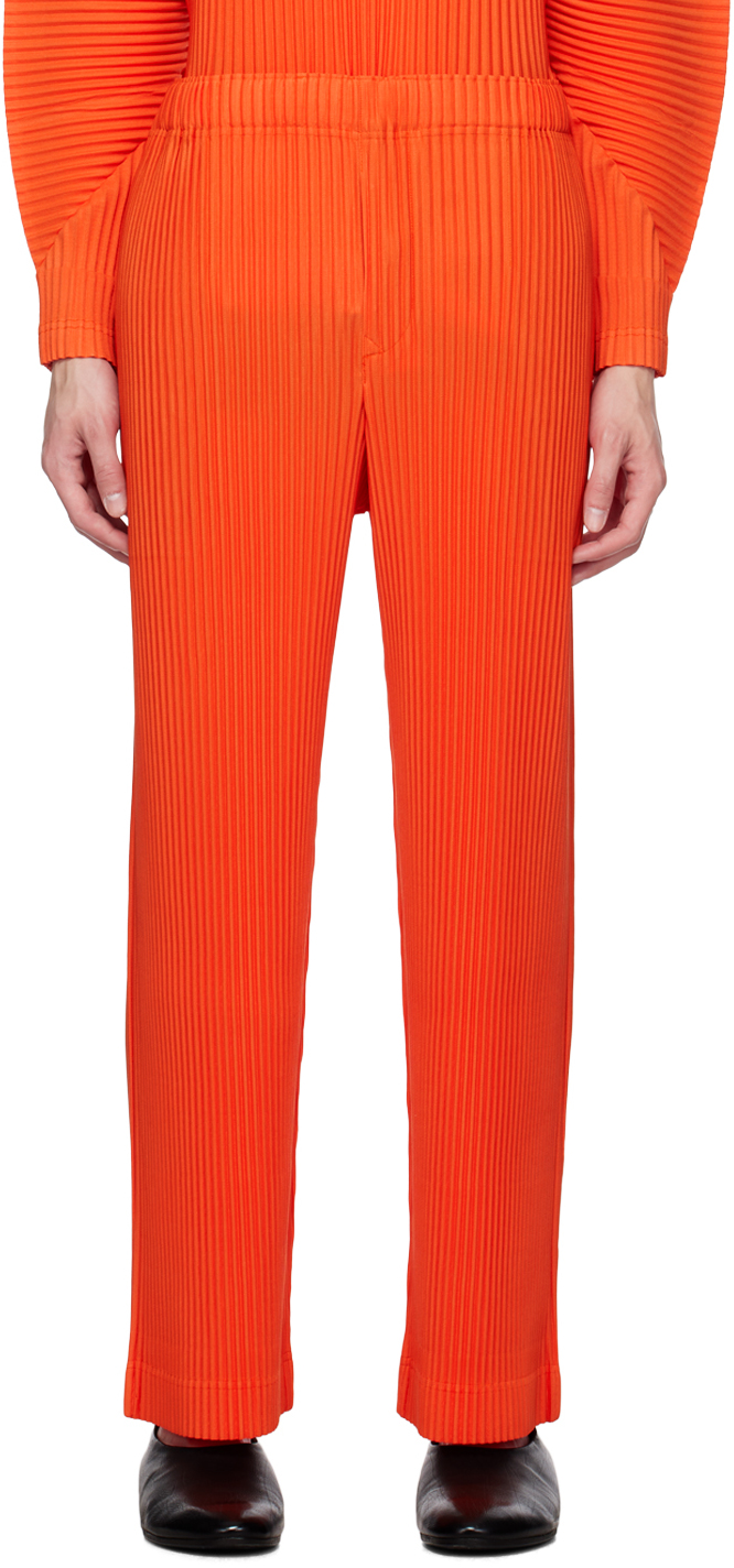 HOMME PLISSÉ ISSEY MIYAKE: Orange Monthly Color August Trousers | SSENSE UK