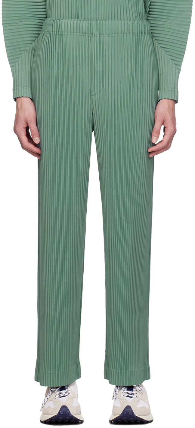 Issey Miyake Green Monthly Color August Trousers In 16-mint Gray