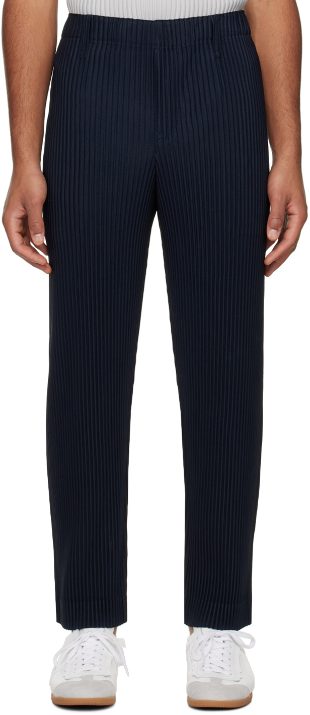 HOMME PLISSÉ ISSEY MIYAKE: Navy Basics Trousers | SSENSE Canada