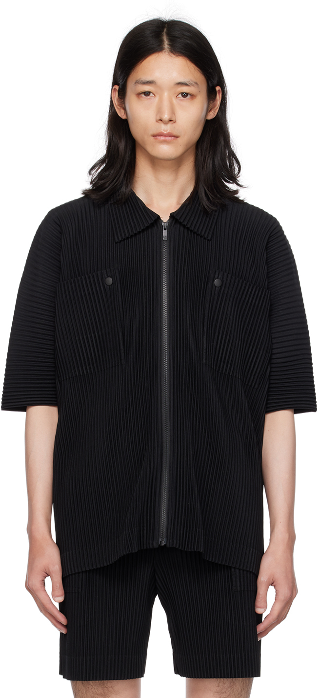 HOMME PLISSÉ ISSEY MIYAKE: Black Flip Shirt | SSENSE