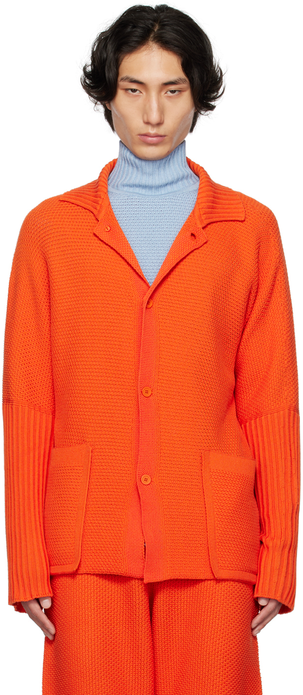 Orange Rustic Shirt by HOMME PLISSÉ ISSEY MIYAKE on Sale
