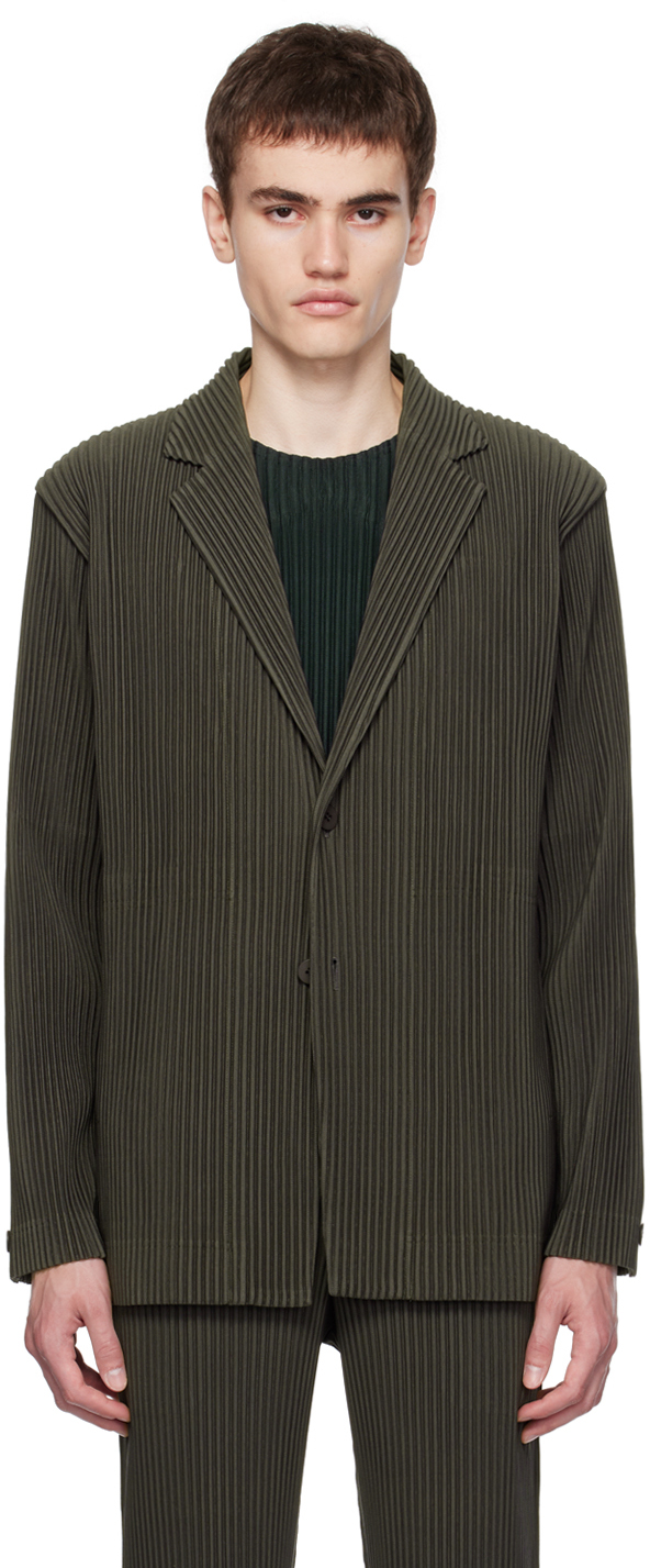 HOMME PLISSÉ ISSEY MIYAKE: Khaki Tailored Pleats 1 Blazer | SSENSE Canada