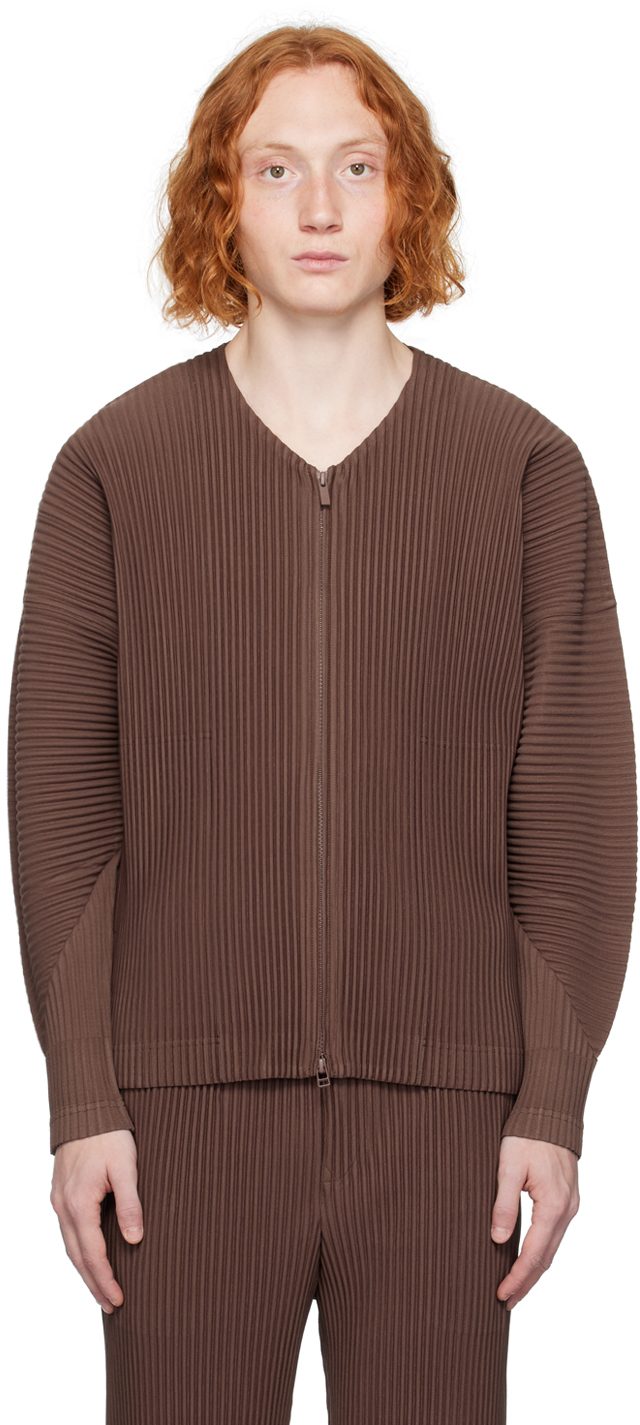 Issey Miyake Brown Monthly Color September Cardigan In 48-cocoa Brown