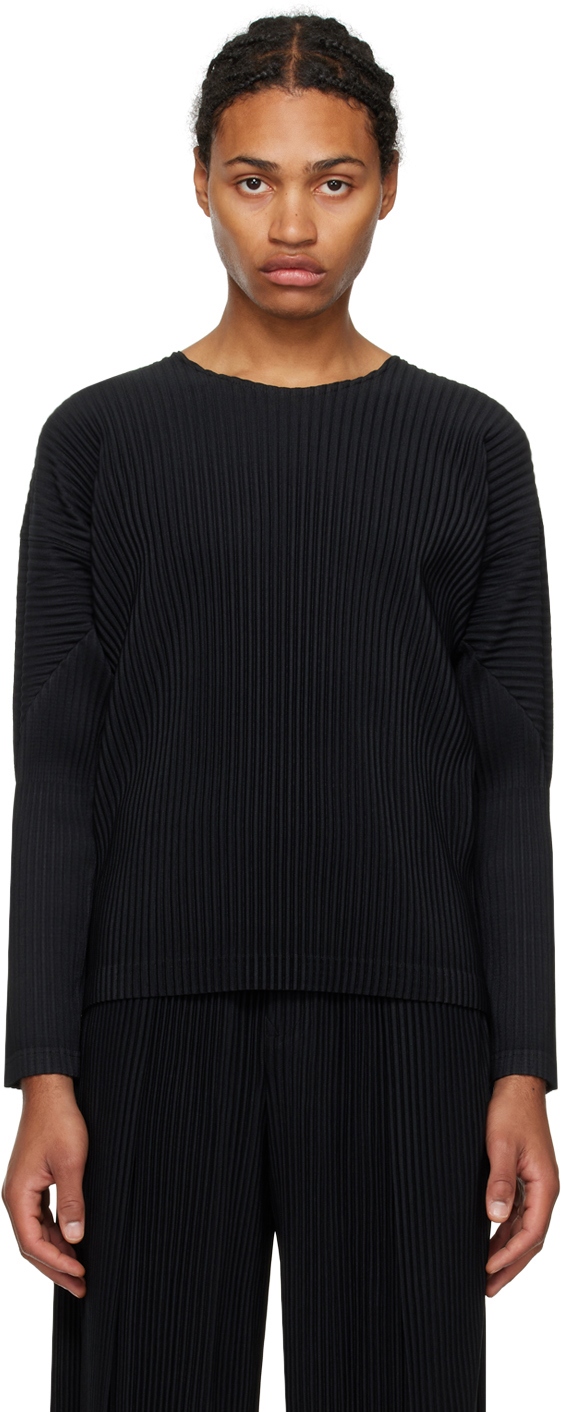 Black Basics Long Sleeve T-Shirt by HOMME PLISSÉ ISSEY MIYAKE on Sale