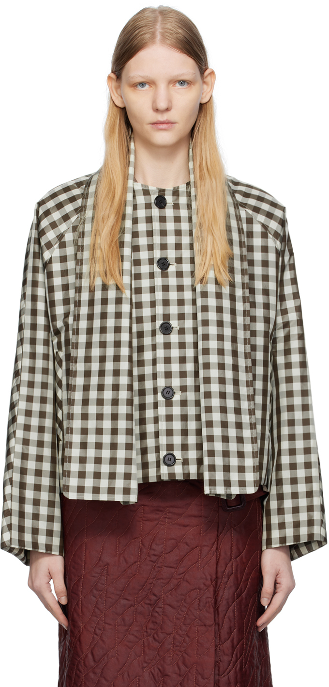 Beige & Brown Check Jacket